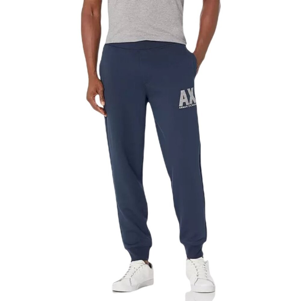 A|X Armani Exchange Men's Size XXL Navy Drawstring Contrast Logo Jogger Pant